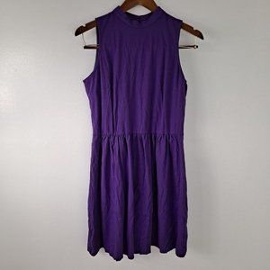 Dress Junior's Purple High Neck Open Back Cotton Large